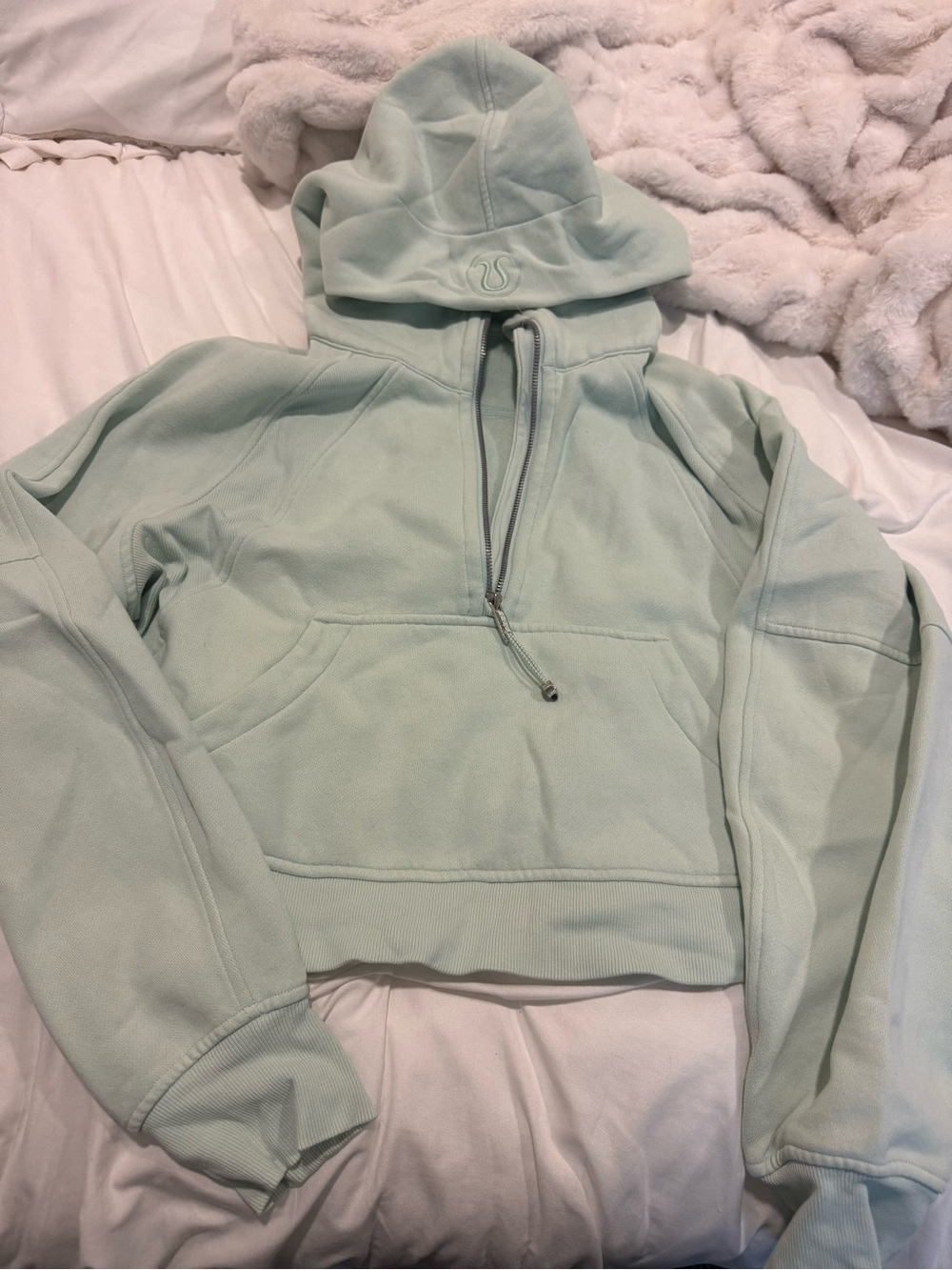 lululemon athletica Light Mint Half-Zip Hoodie Pullover